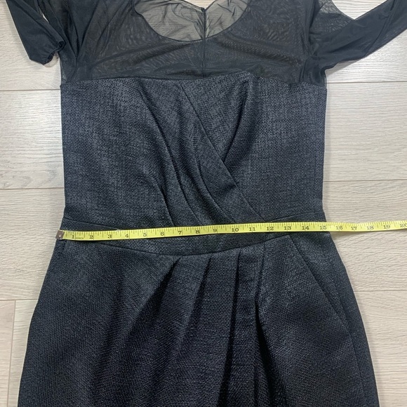 Escada Wool Mesh Sleeve Knee Length Black Sheath Cocktail Dress - Picture 14 of 16